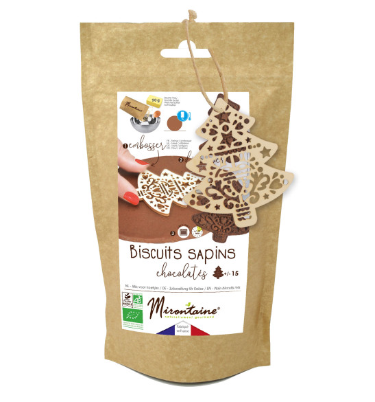 Préparation biscuits chocolatés bio + embosseur bois sapin Préparation biscuits chocolatés bio + embosseur bois sapin