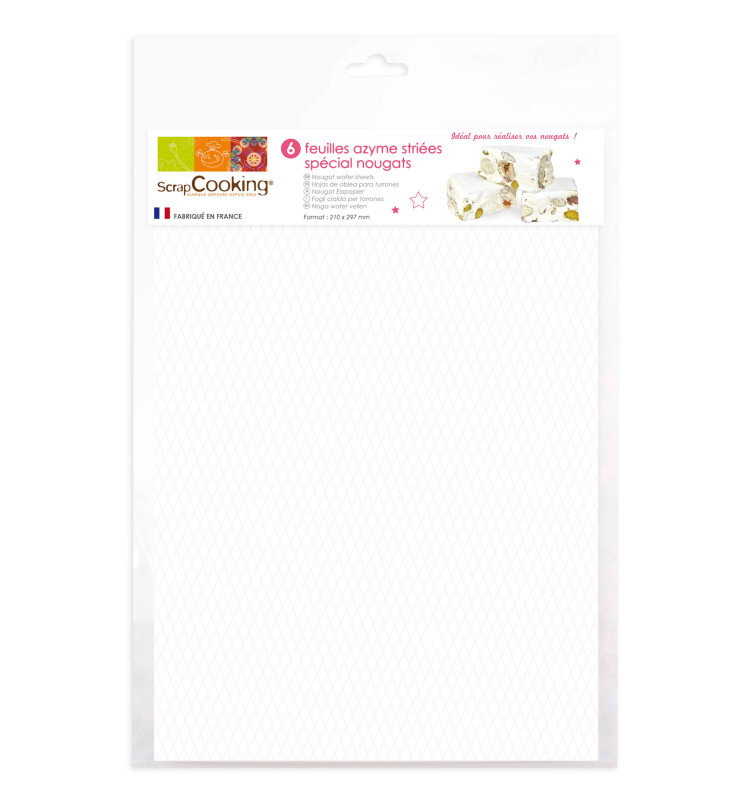 Lot de 6 feuilles azyme striées spécial nougat 7303
